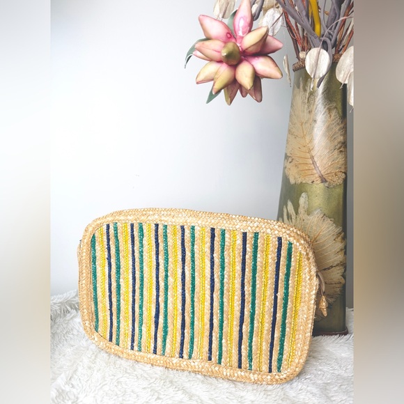 RARE Over-Sized Vintage Straw Clutch Purse 15x9 - Picture 3 of 8